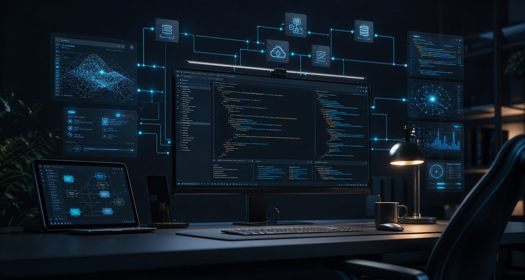 Wizualizacja workflow CodeBeats: kod, API, automatyzacje i AI-assisted development